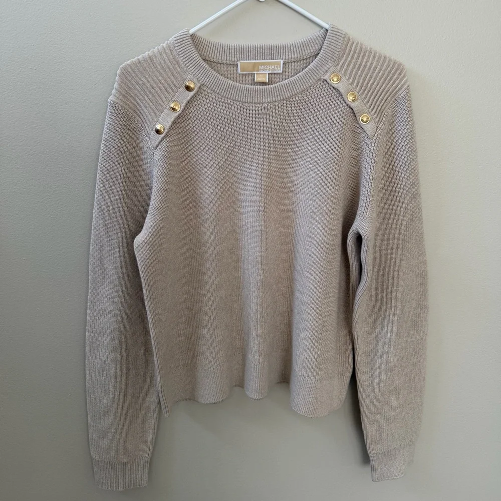 Michael Kors Beige Sweater with Gold Accents, Sz M